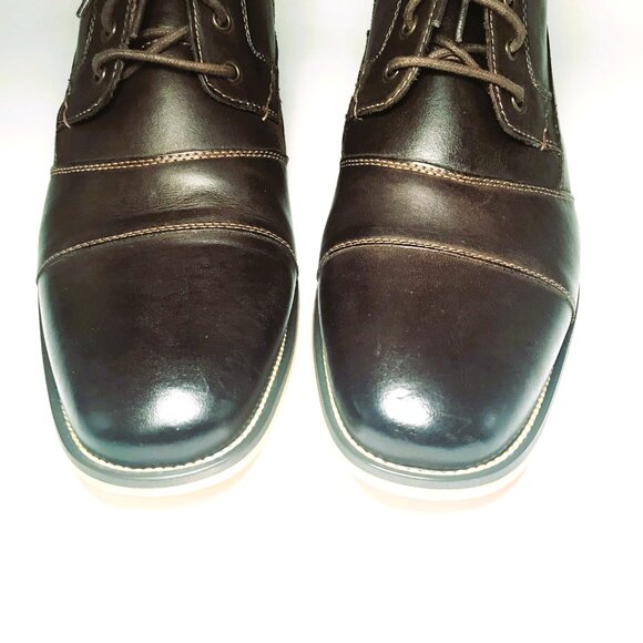 Steve Madden Jabbar Dk Brown Leather Boots, Cap Toe & Side Zip Men\'s Size 11 EUC main image 9